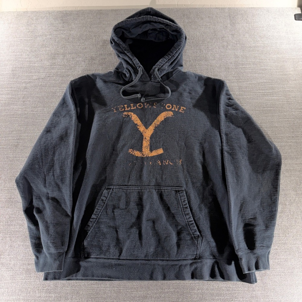 Port & Company Yellowstone Hoodie XL Black Good Distressed Dutton Ranch Graphic